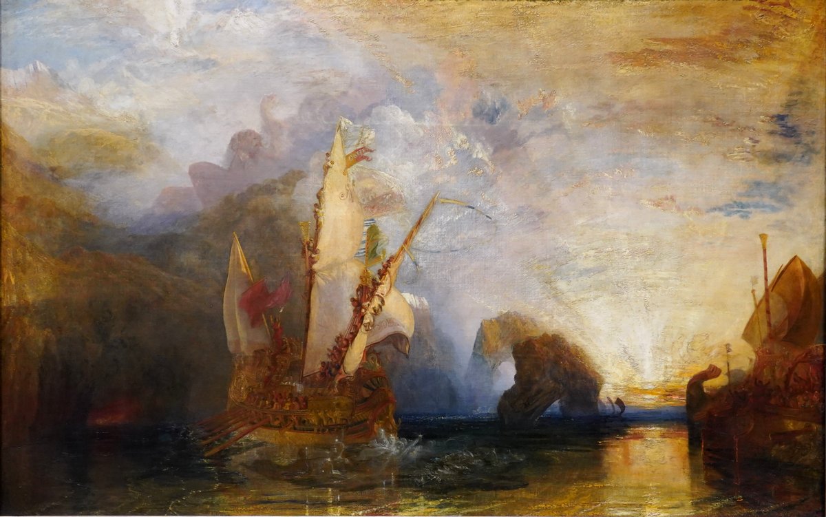 J.M.W. Turner, Ulysses Deriding Polyphemus (1829) — Odysseus's ship sailing at dawn